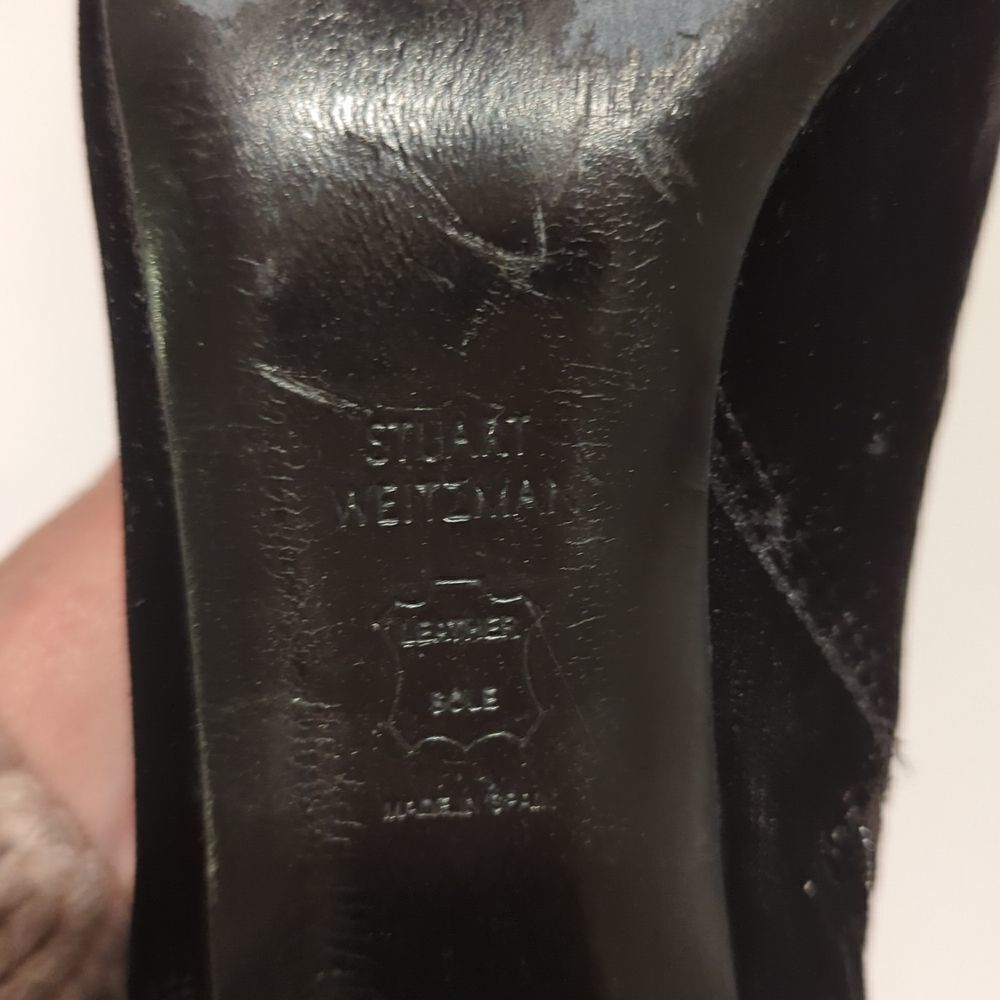 Stuart Weitzman On The Fringe Black Ankle Boots Block Heel Booties Size 8.5 - Picture 8 of 11